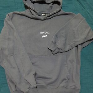 Pull&Bear STWD Grey Hoodie Men's Size L Logo Print‎ Pullover Hooded Sweatshirt